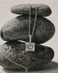 Large Silver Green Quartz Necklace - Giselle