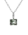 Large Silver Green Quartz Necklace - Giselle