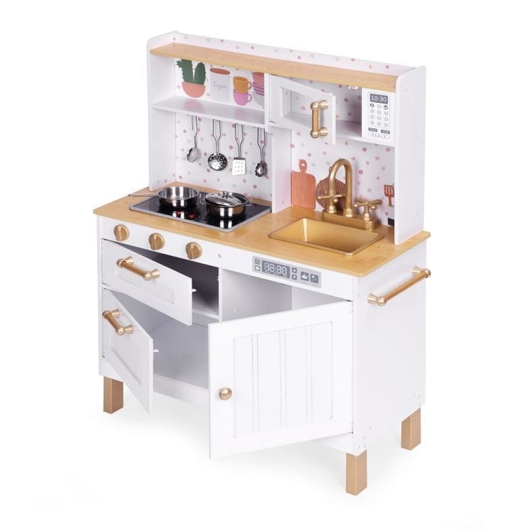 Wooden Play Kitchen with Lights and Sounds