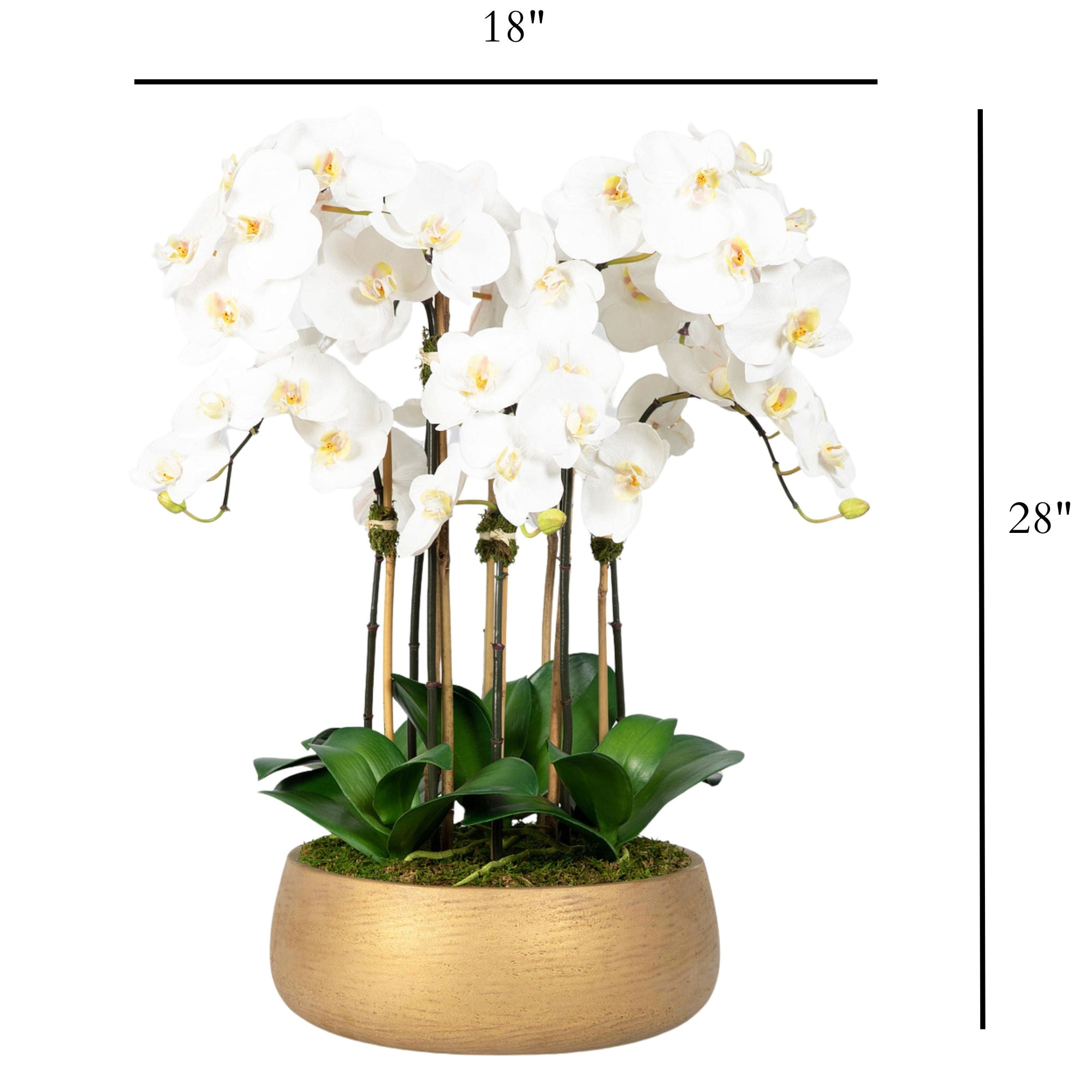 Faux Orchid Arrangement in Matte Gold Planter