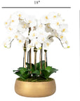 Faux Orchid Arrangement in Matte Gold Planter