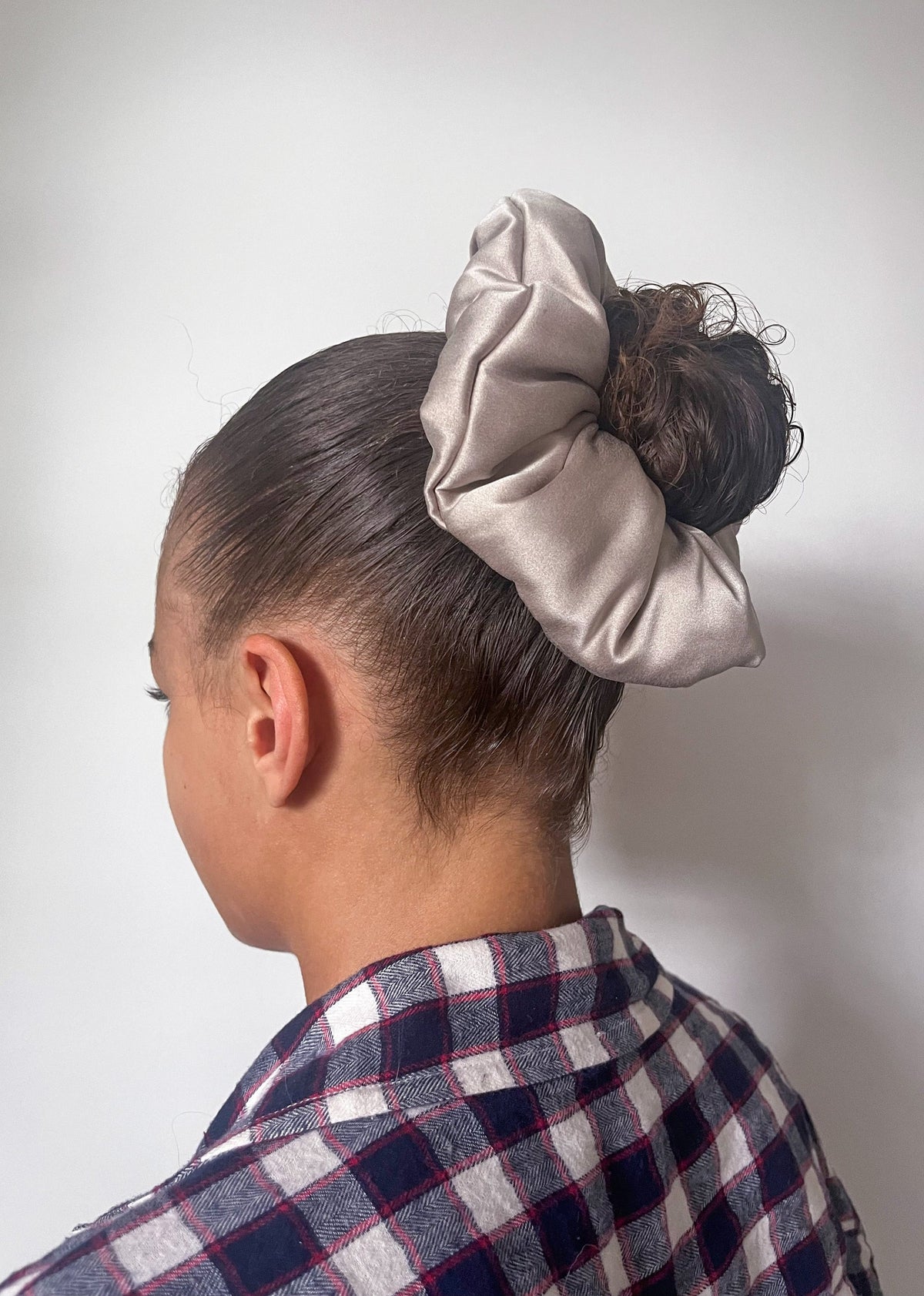 Antique Gold Oversized Organic Stretch Silk Scrunchie