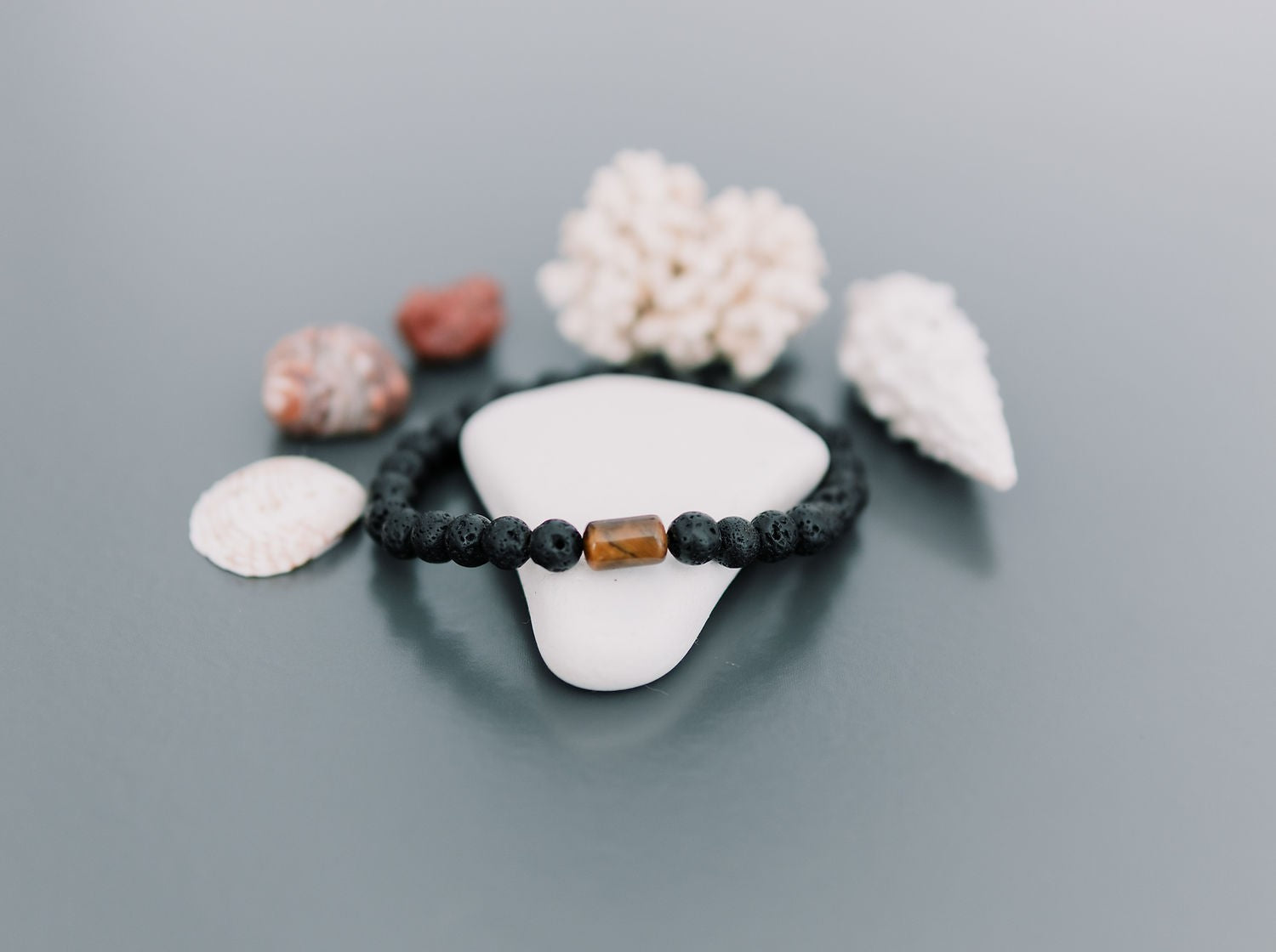 Lava Stone and Tiger Eye Bracelet for Men