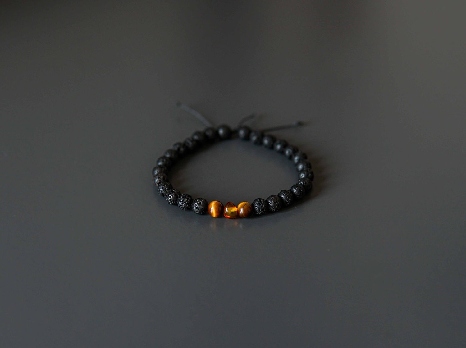 Lava Stone Bracelet with Amber and Tiger Eye