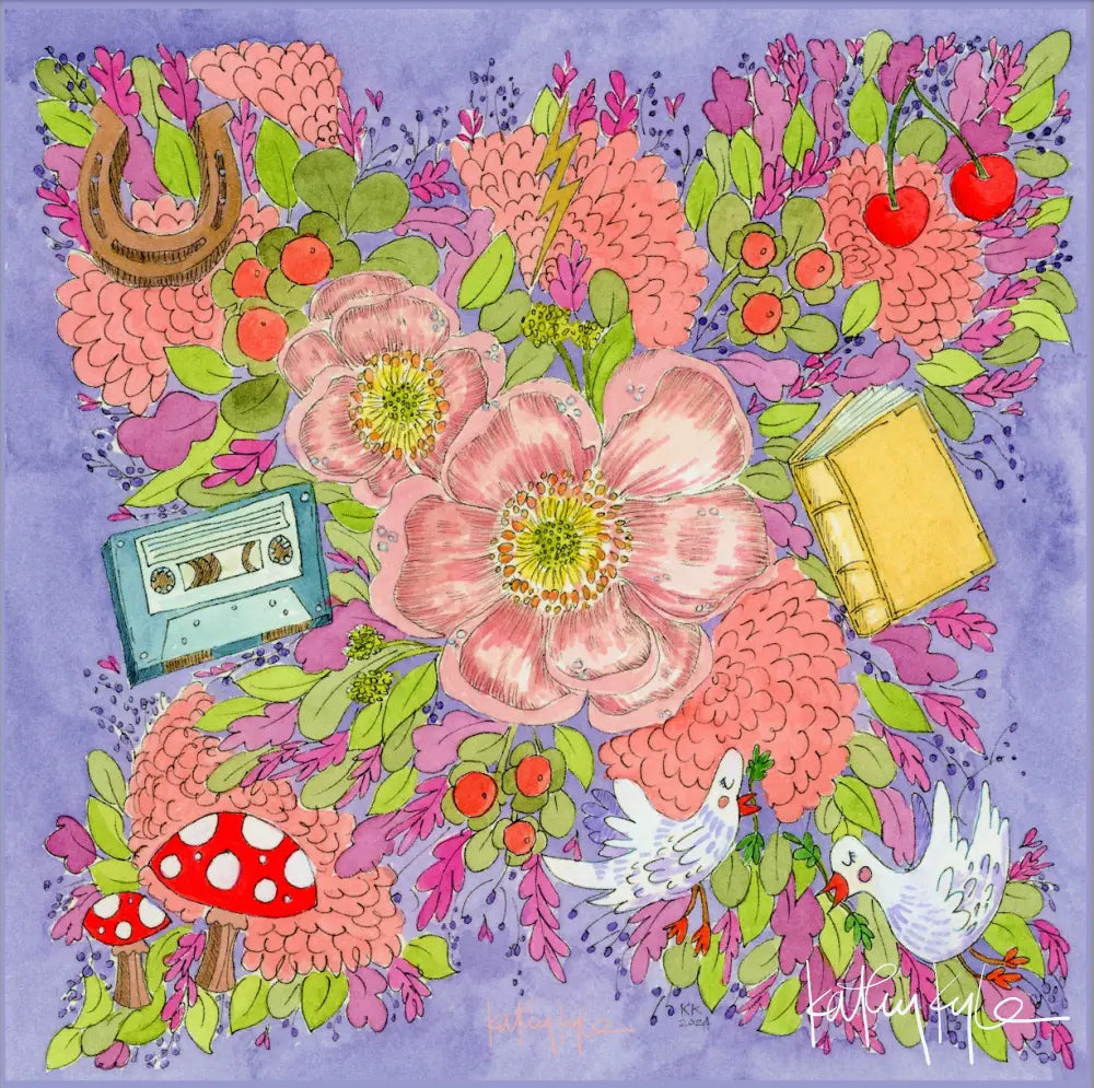 Lavender Floral Silk Scarf