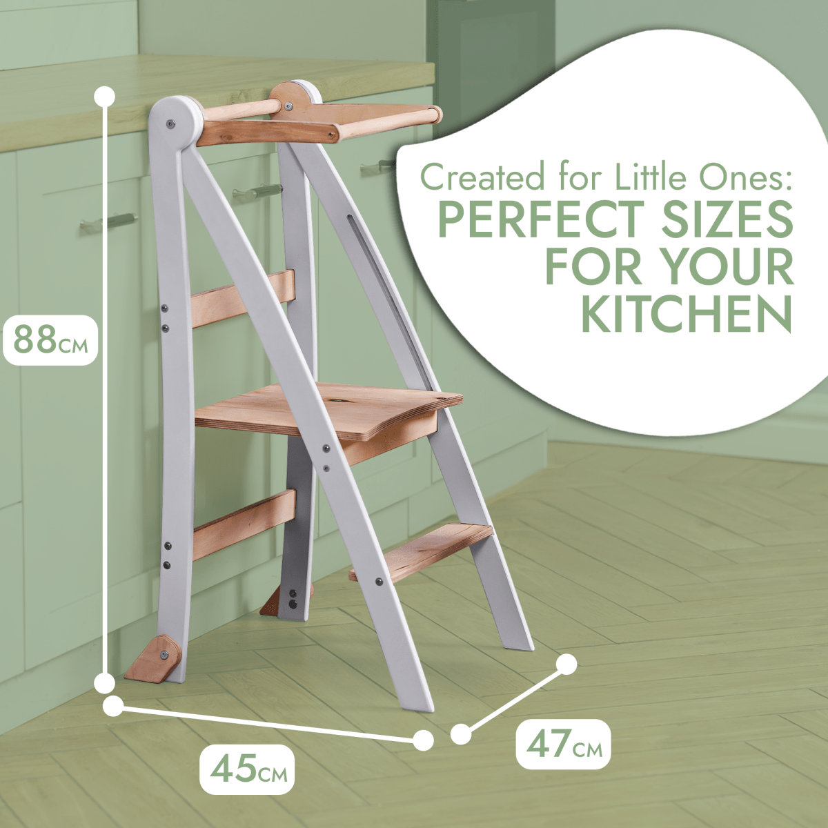 Learning Tower: Foldable Step Stool for Toddlers - Gray-2