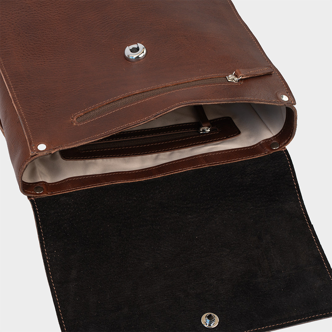 Leather laptop backpack - The Minimalist (Mahogany)
