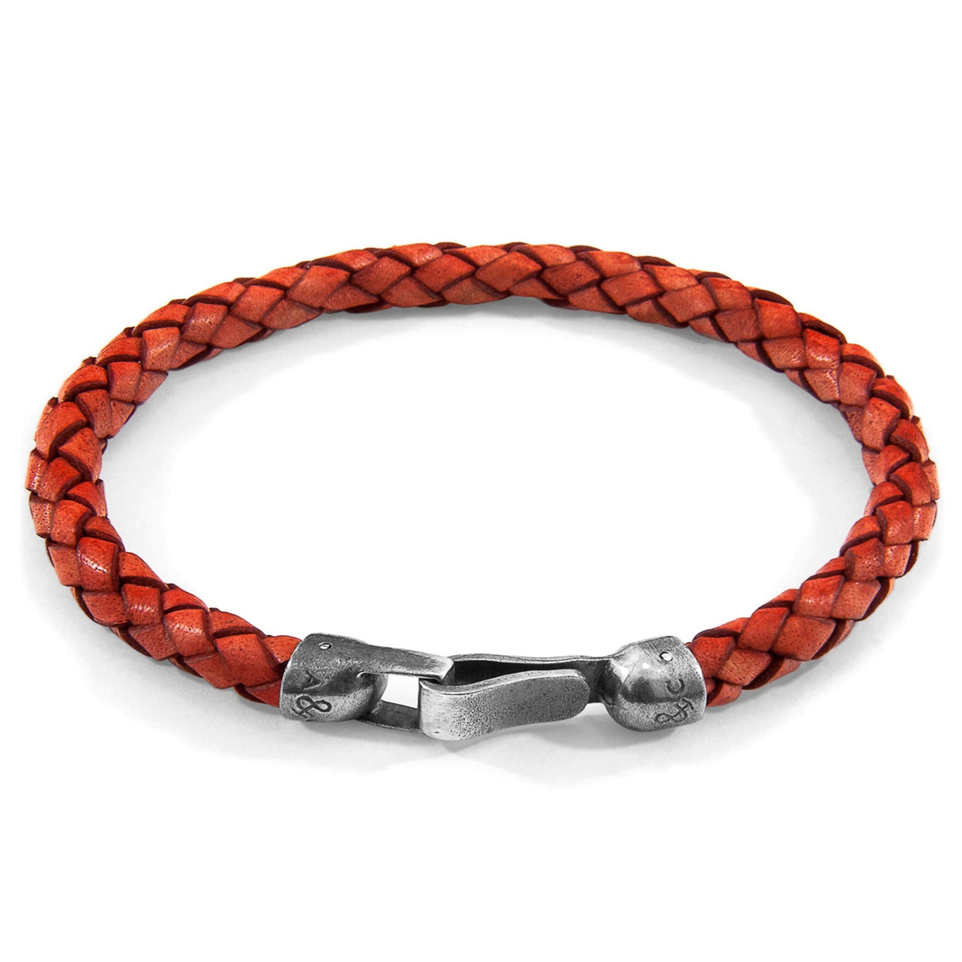 Exquisite Silver and Braided Leather Bracelet - Handcrafted British Elegance by ANCHOR & CREW at www.brixbailey.com