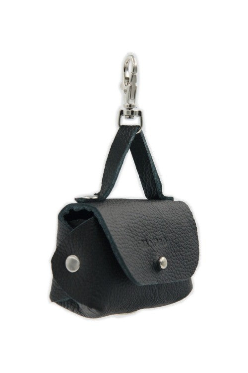 Black Leather Dog Waste Bag Dispenser