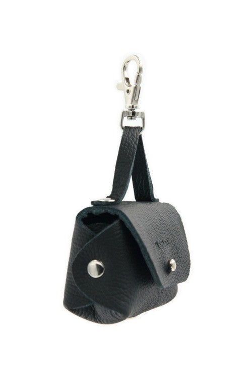 Black Leather Dog Waste Bag Dispenser