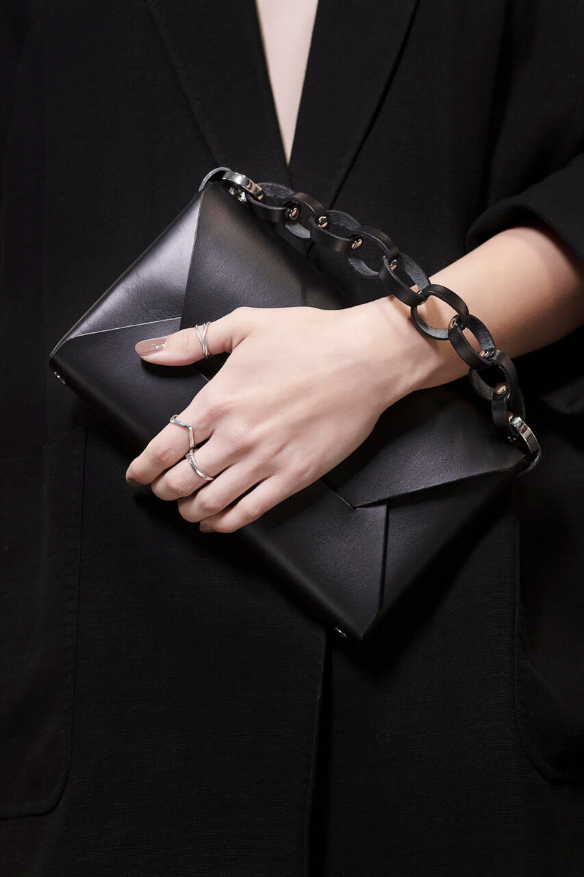 Sustainable Leather Evening Bag with Dual Compartments