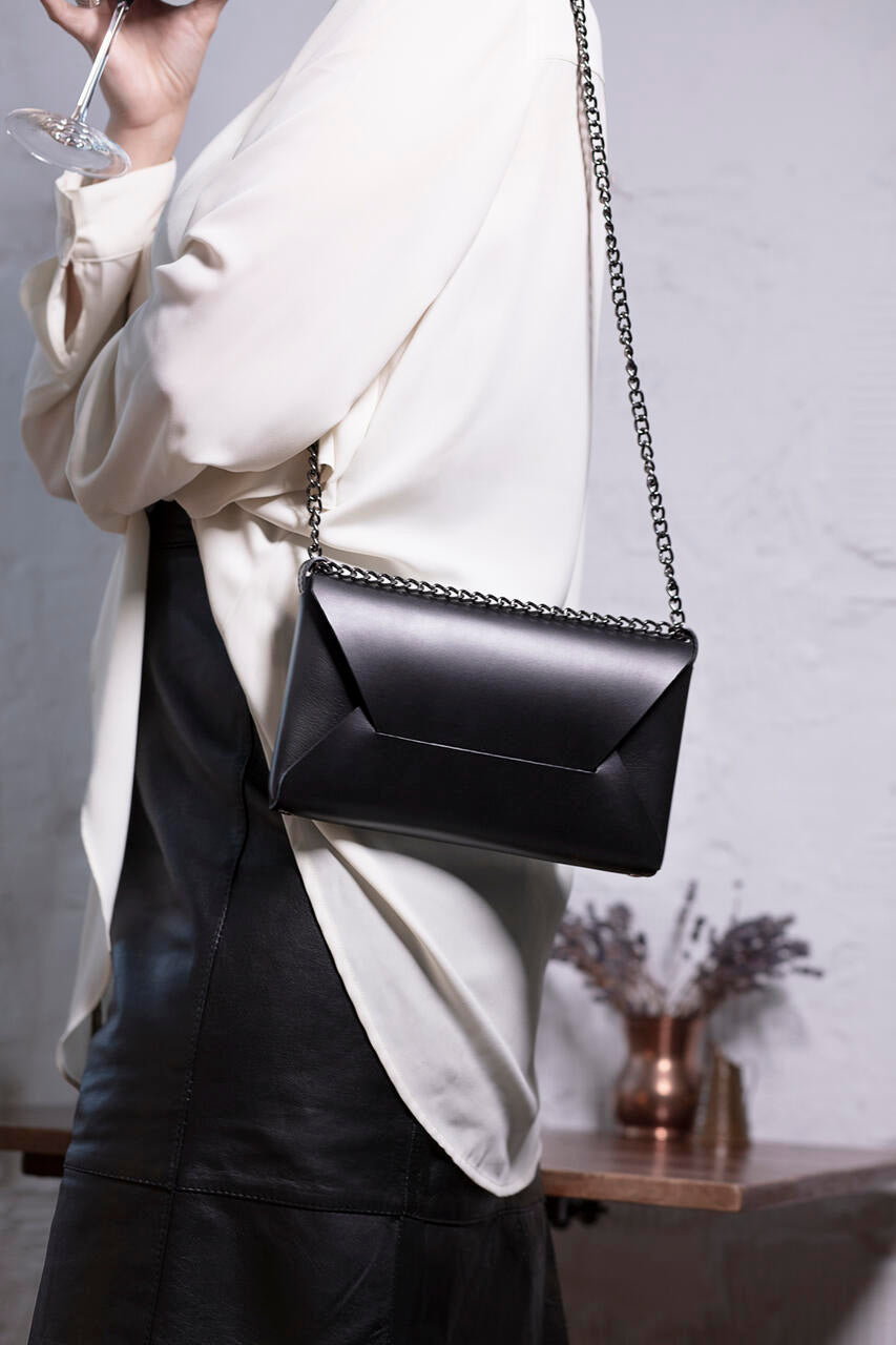 Sustainable Leather Evening Bag with Dual Compartments