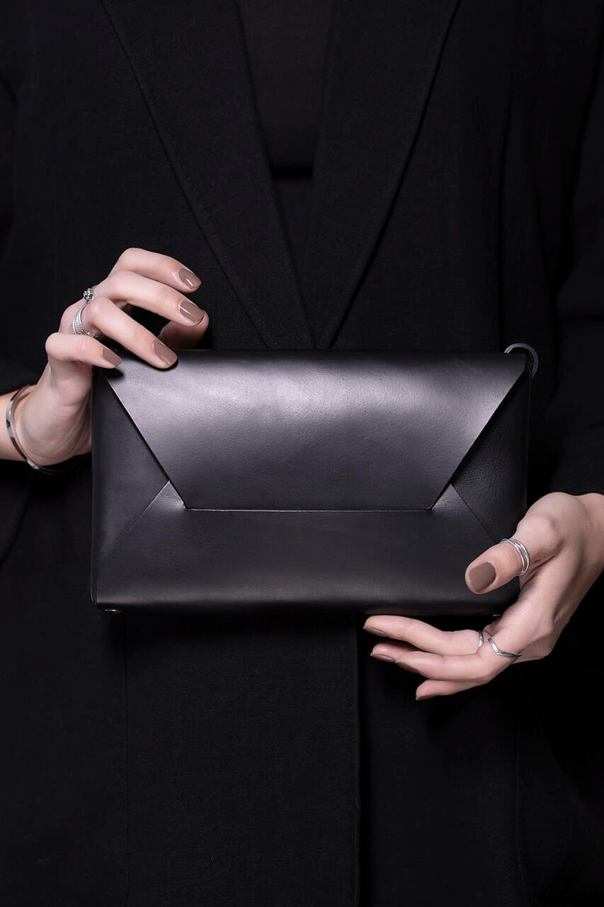 Sustainable Leather Evening Bag with Dual Compartments