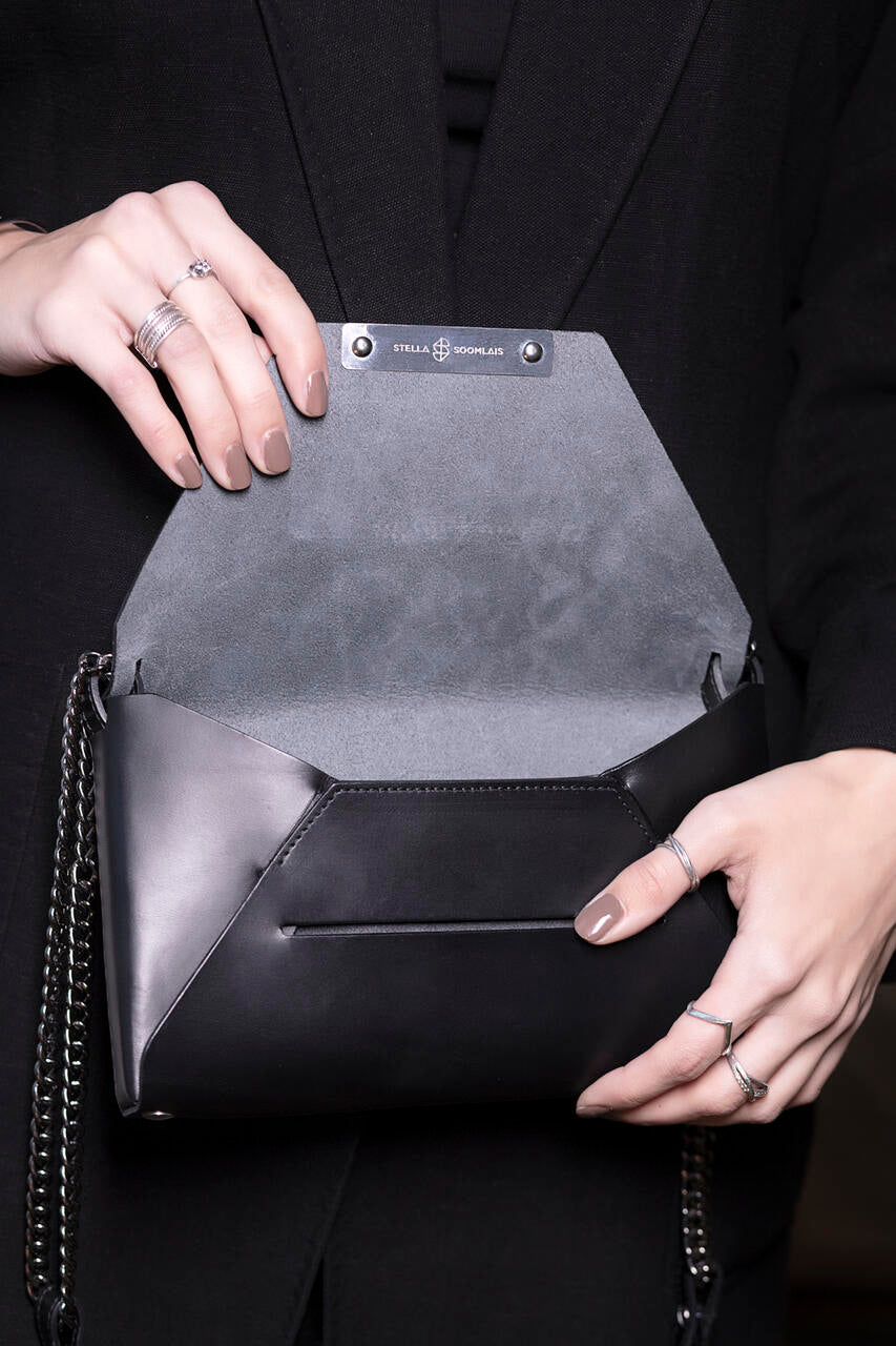 Sustainable Leather Evening Bag with Dual Compartments