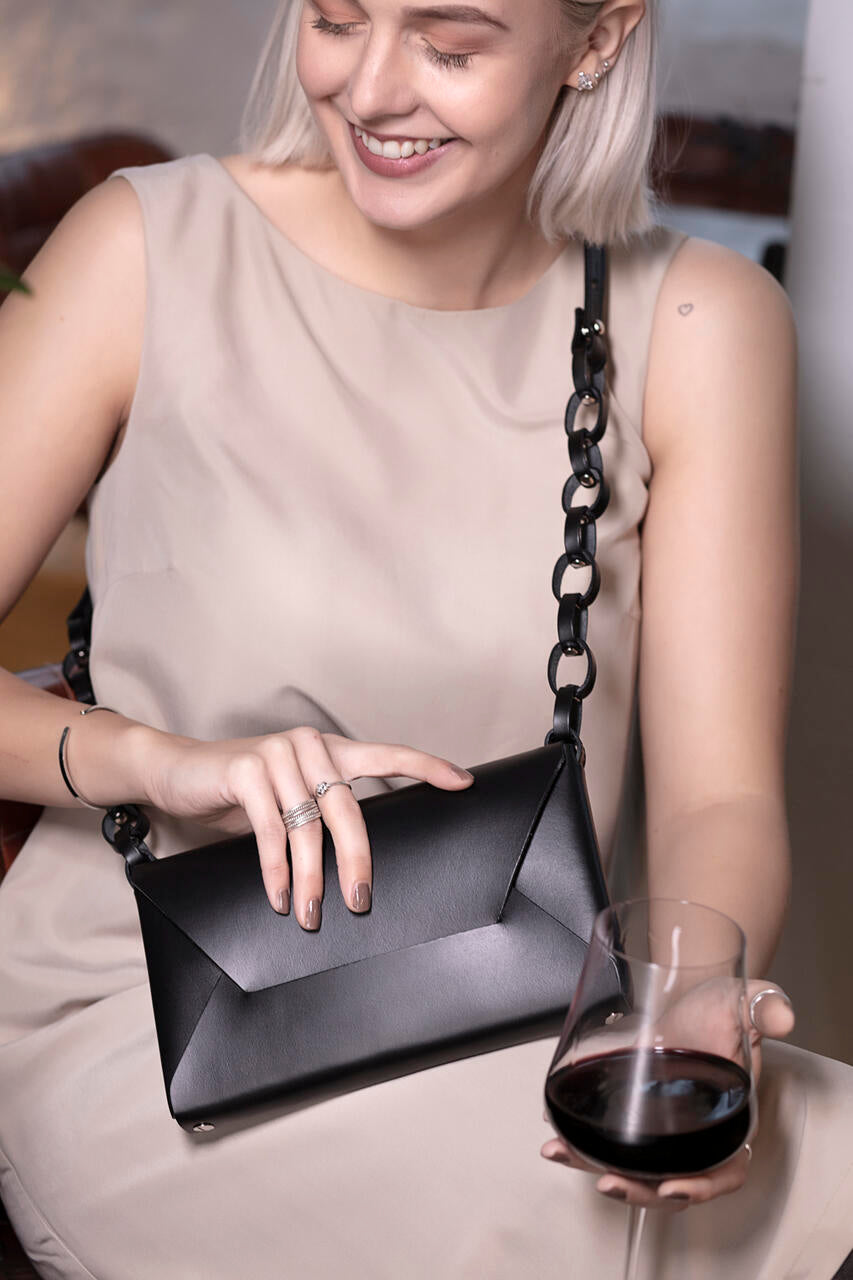 Sustainable Leather Evening Bag with Dual Compartments