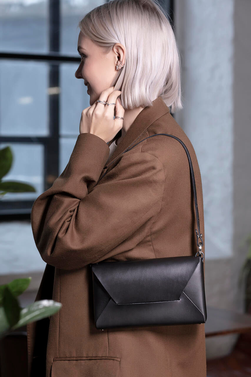 Sustainable Leather Evening Bag with Dual Compartments