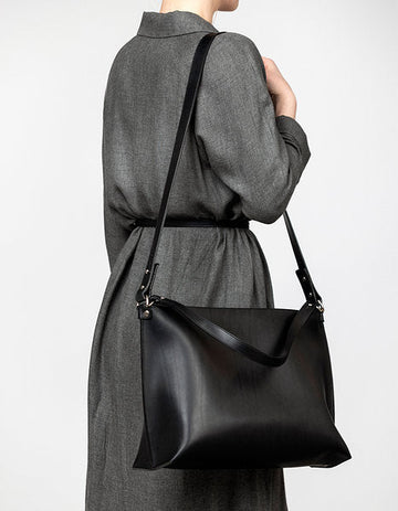 Sustainable Leather Shoulder Bag - Adjustable Strap