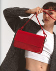 Leather Shoulder Bag - Curie (Red Vectors)