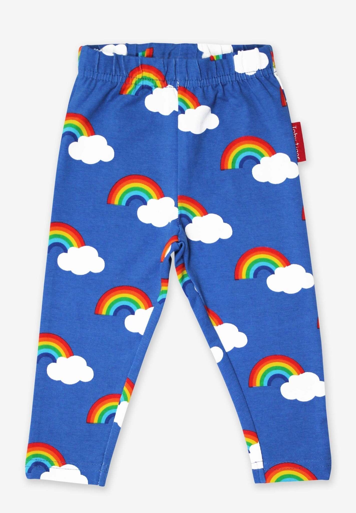 Premium organic cotton rainbow leggings for kids, soft, comfortable, stylish, handcrafted, best-selling, playful allover print by Toby Tiger at brixbailey.com