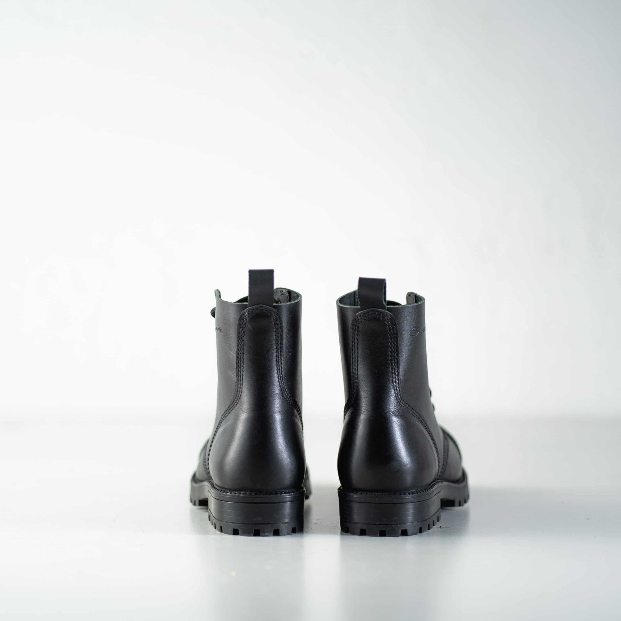 Black Leather Aviator Ankle Boots