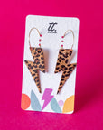 Gold and leopard lightning bolt earrings