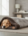 Luxury Dog Snuggle Sack | Handmade Sherpa Fleece Sleeping Bag | Customisable Pet Bed UK | Cosy Dog Sleep Bag
