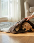 Luxury Dog Snuggle Sack | Handmade Sherpa Fleece Sleeping Bag | Customisable Pet Bed UK | Cosy Dog Sleep Bag