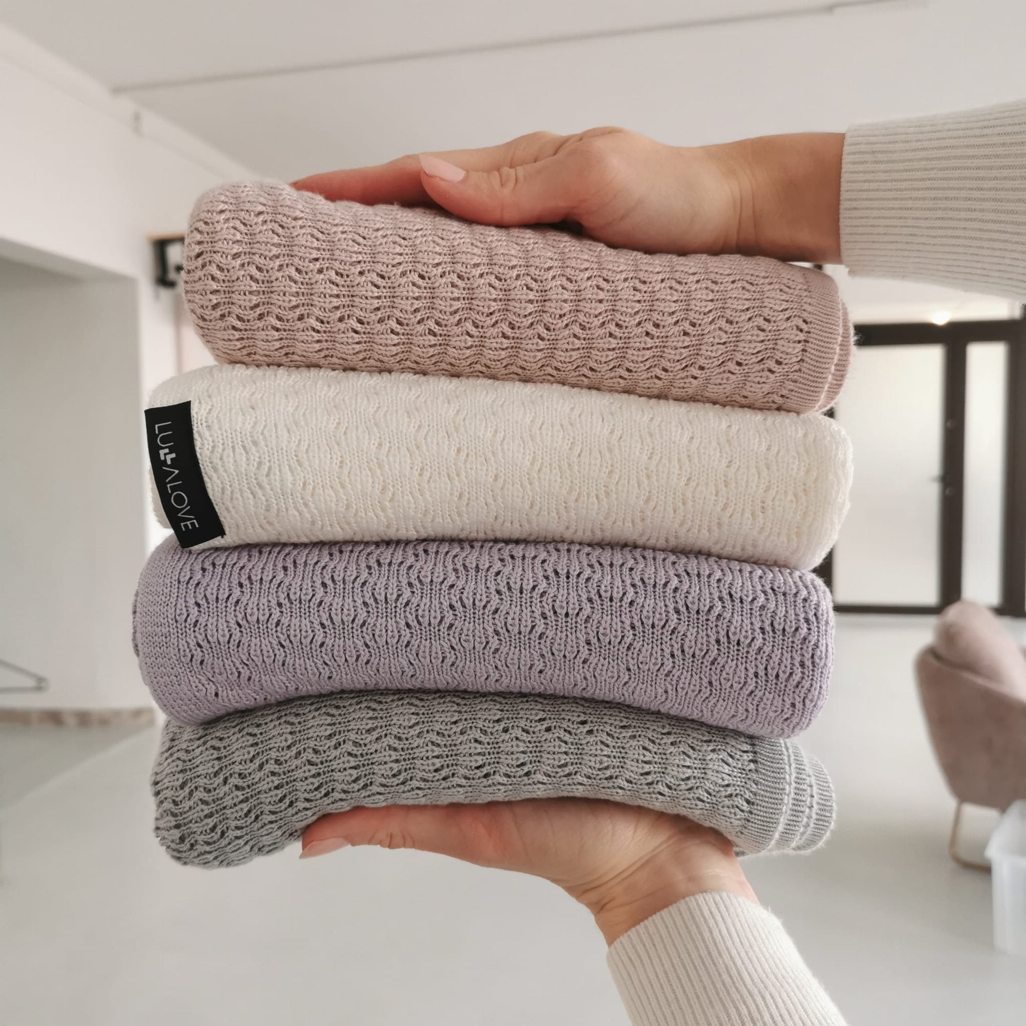 Lightweight Bamboo Viscose Baby Blanket - Breathable, Antibacterial & UV Protective - 90x90 cm Cellular Knit for Spring/Summer by Lullalove UK at brixbailey.com