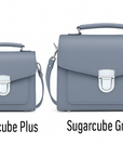 Handmade Leather Sugarcube Handbag - Lilac Grey