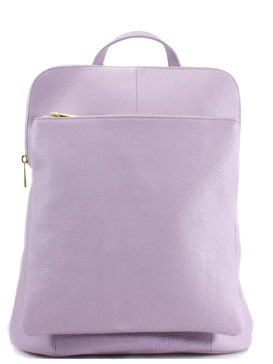 Lilac Soft Pebbled Leather Pocket Backpack - Brix + Bailey