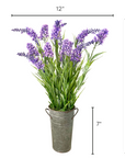 Silk lilac flower arrangement in french pail - 20"