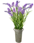 Silk lilac flower arrangement in french pail - 20"