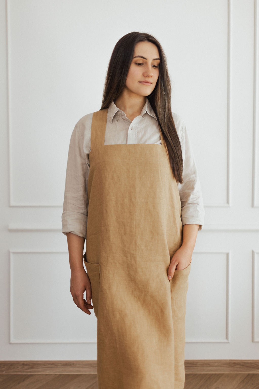 Linen Cross Back Apron