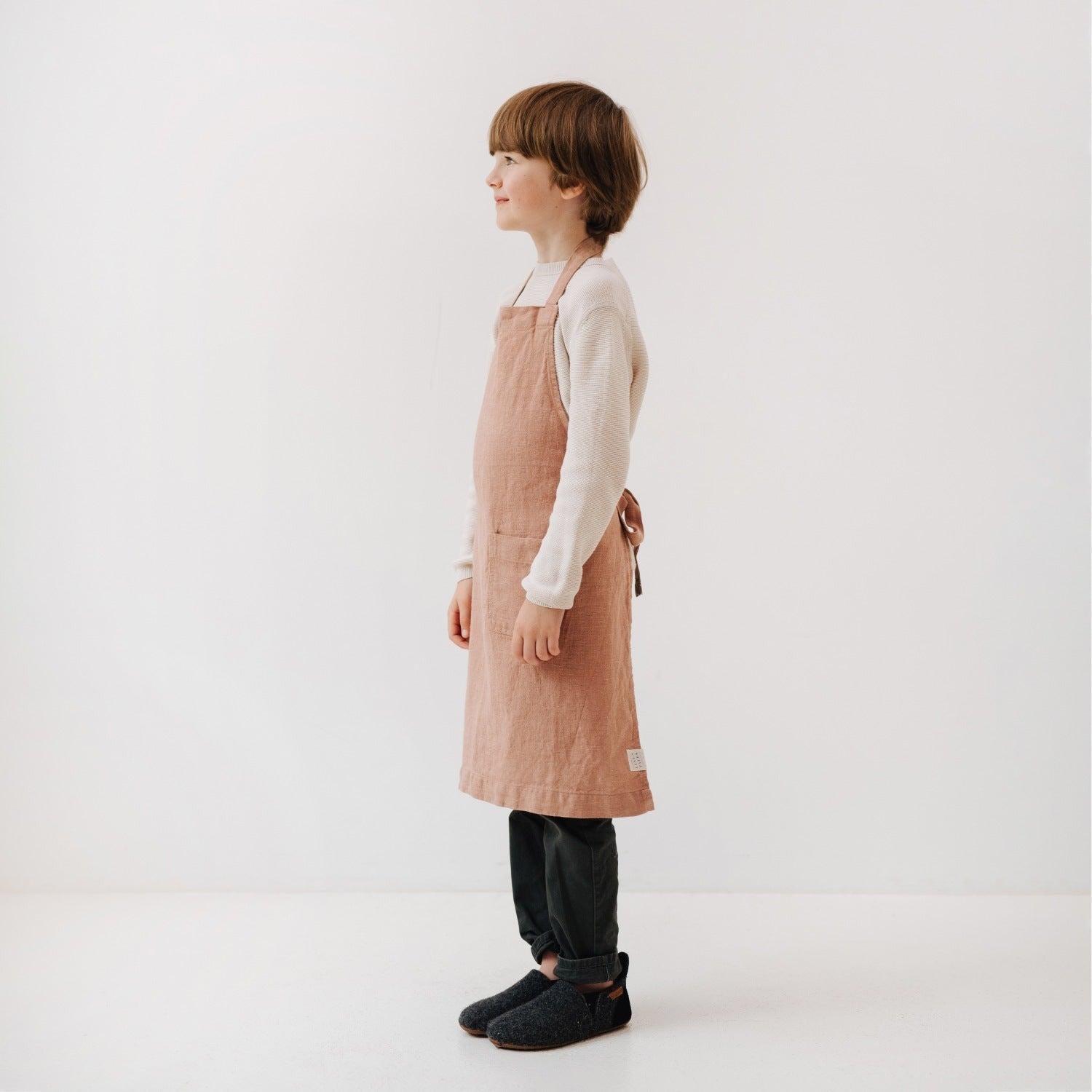Linen Daily Apron for Kids in Cafe Creme