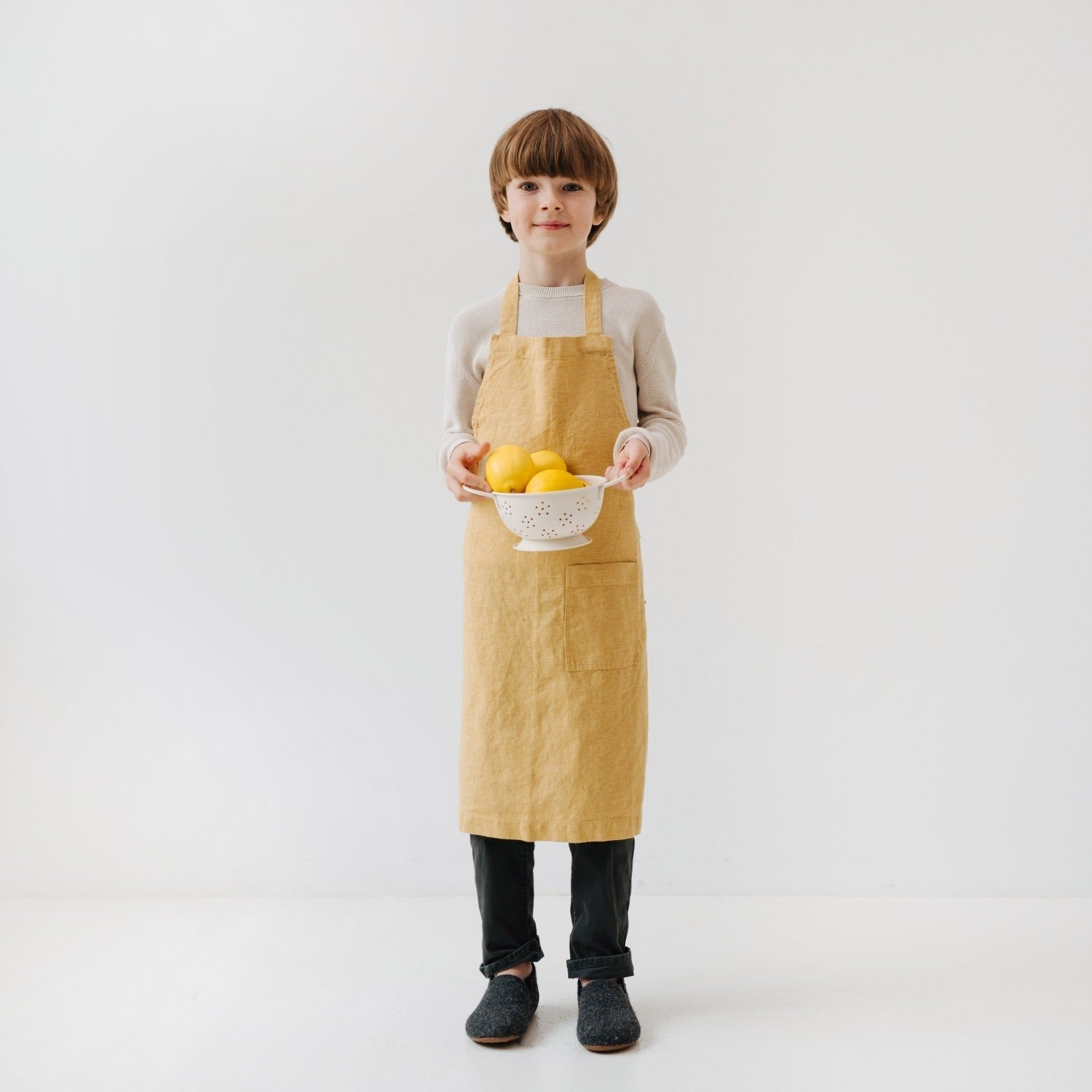 Kids Linen Daily Apron in Honey