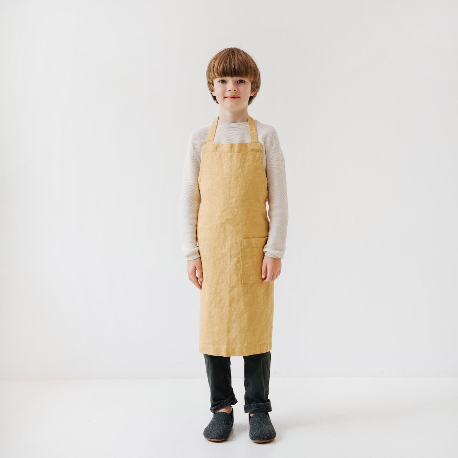 Kids Linen Daily Apron in Honey