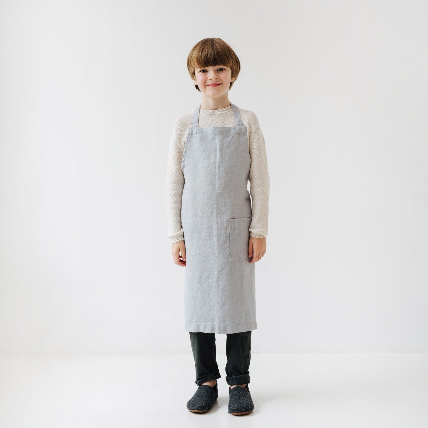 Light Grey Linen Apron for Children