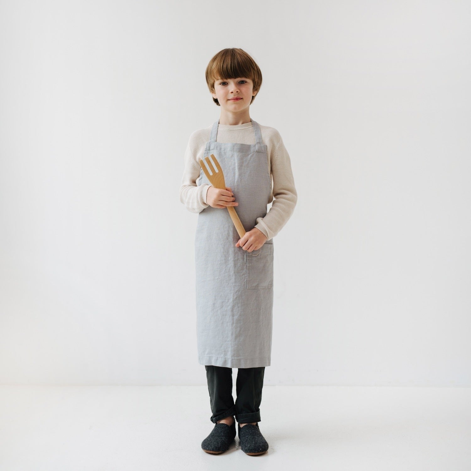 Light Grey Linen Apron for Children