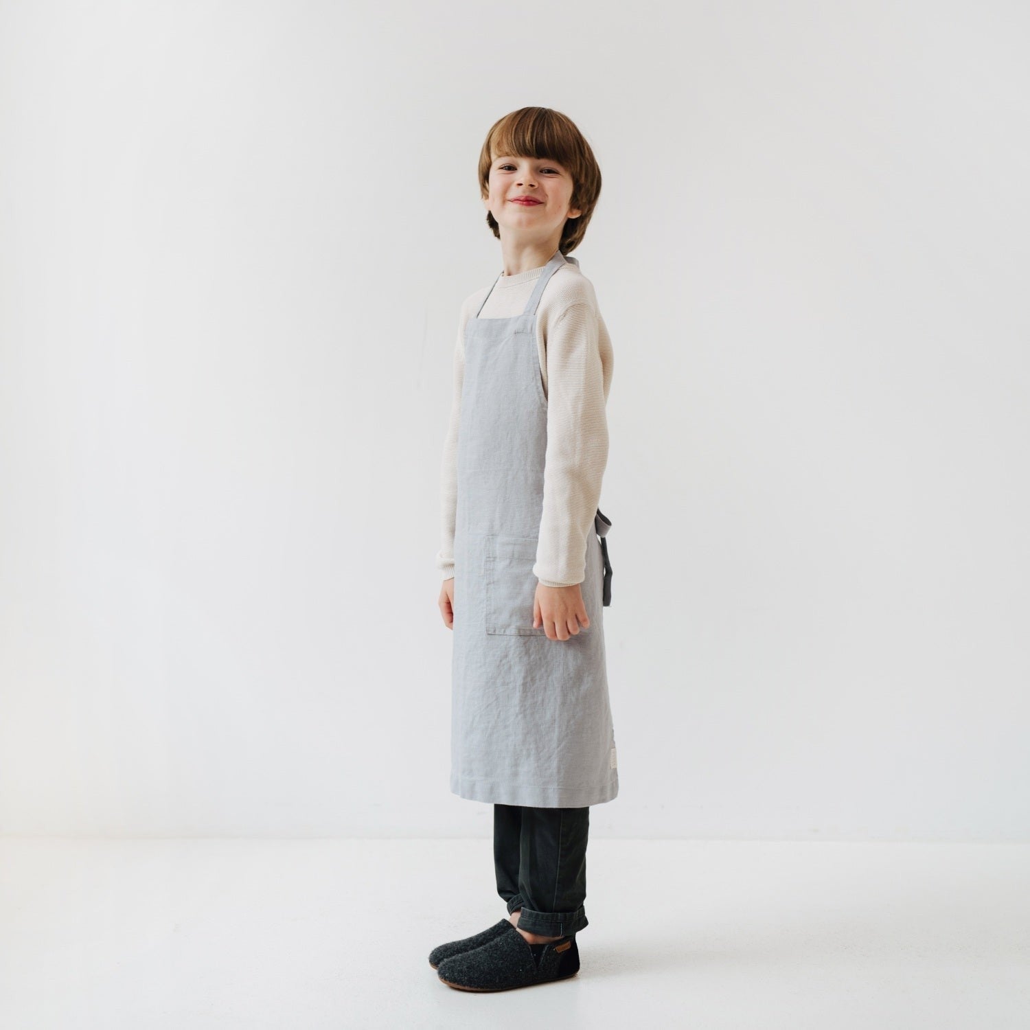 Light Grey Linen Apron for Children