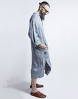 Blue Gray Linen Mens Dress