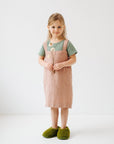Kids Linen Pinafore Apron in Cafe Creme