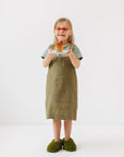 Olive Linen Pinafore Apron for Children