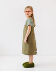 Olive Linen Pinafore Apron for Children