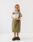 Olive Linen Pinafore Apron for Children