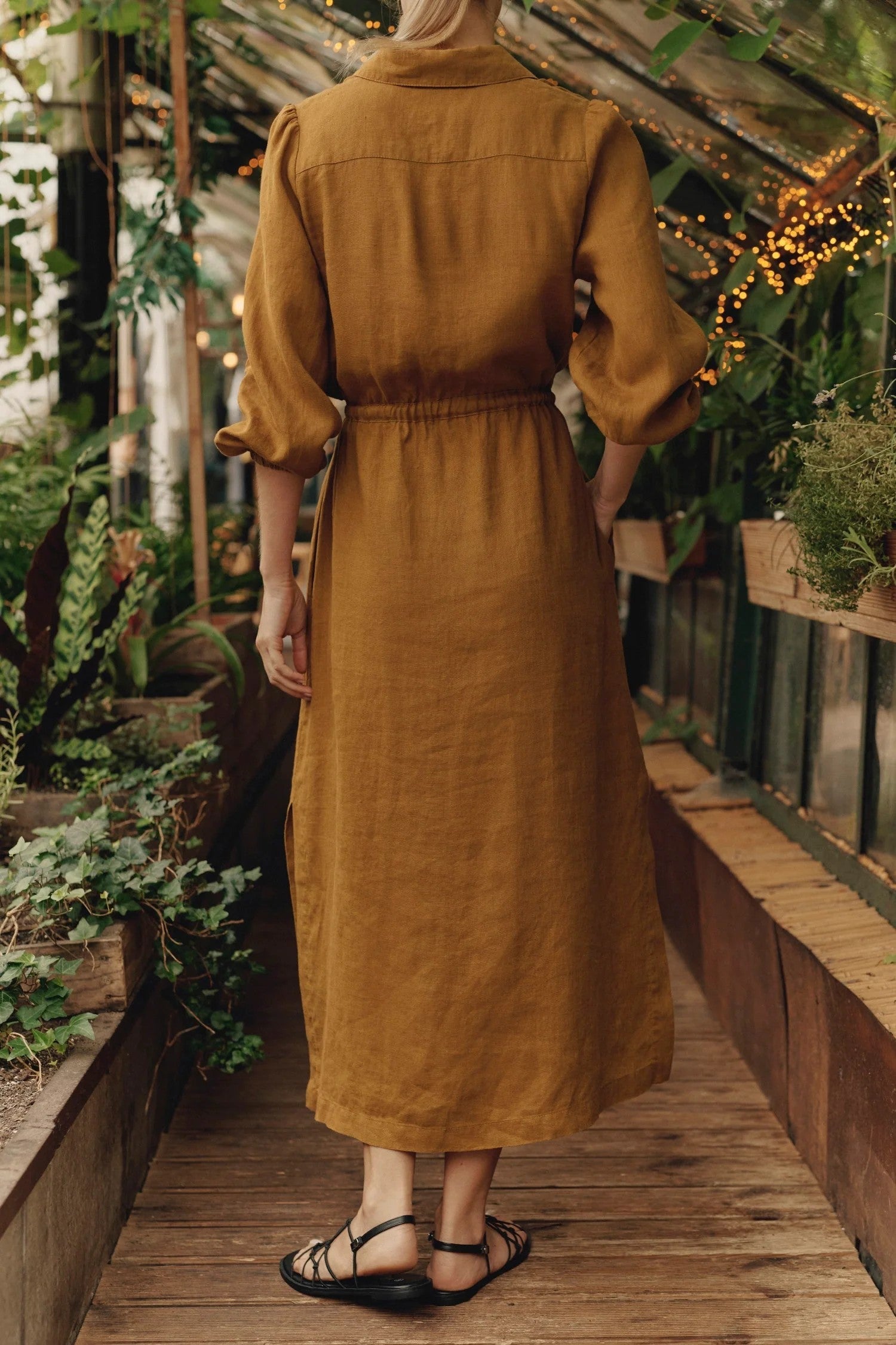 Bronze Linen Rhapsody Dress for Women