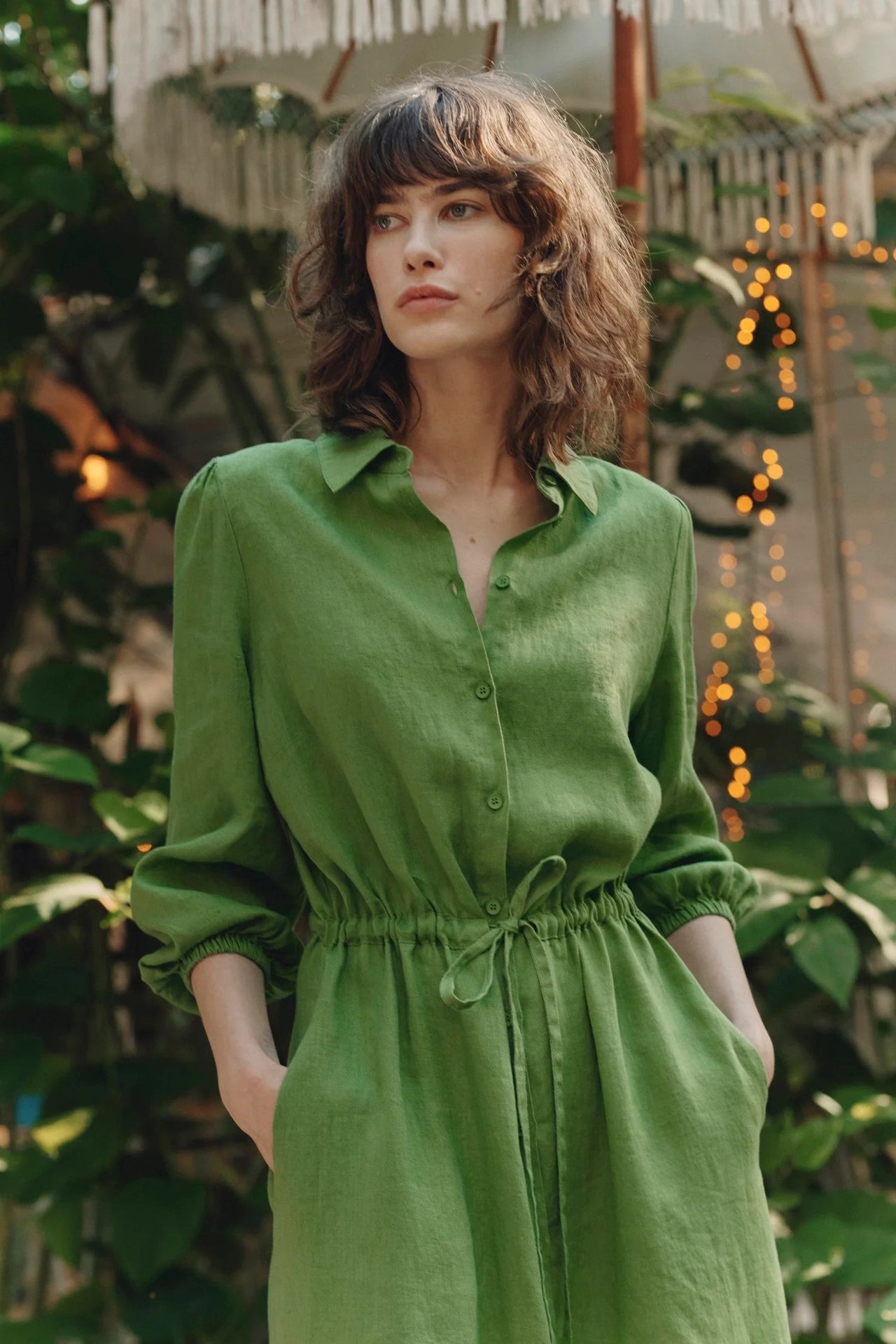 Linen Rhapsody Dress - Foliage Green