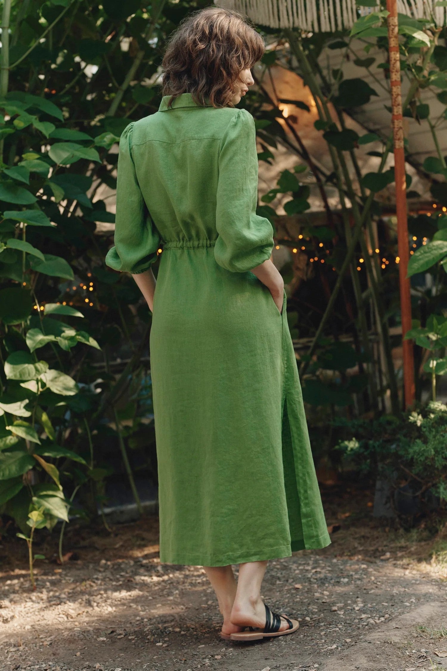 Linen Rhapsody Dress Foliage Green