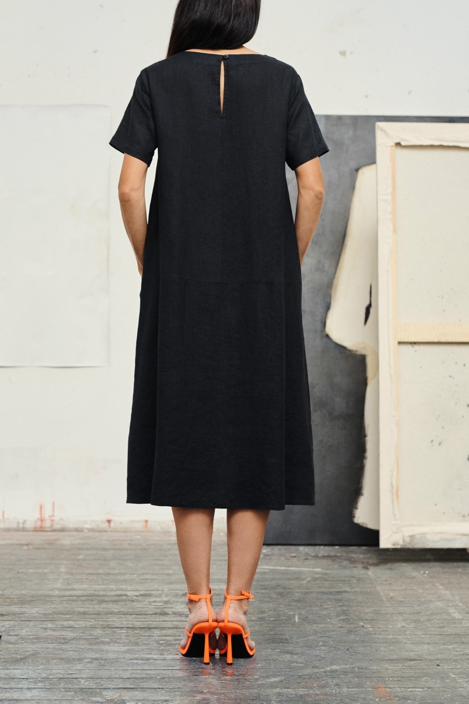 Black Linen Speedwell Dress