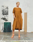 Linen Speedwell Dress in Bronze