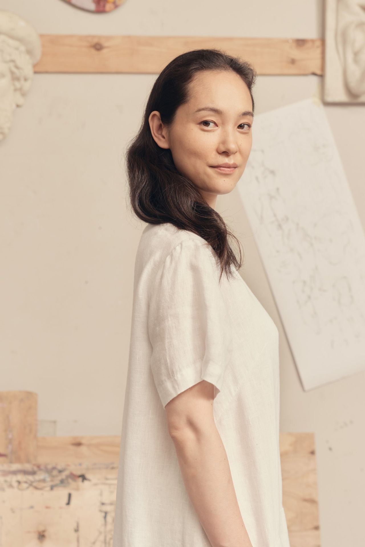 Linen Speedwell Dress in Optical White